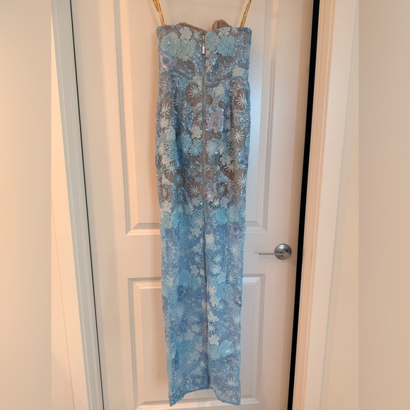 NWOT BRONX AND BANCO Farah Ocean Blue Sequin Multi Strapless Maxi Dress - Picture 12 of 16